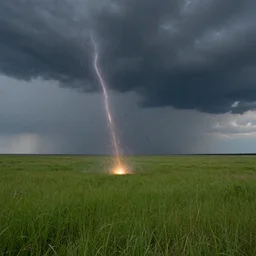 a meteor hits a grassland