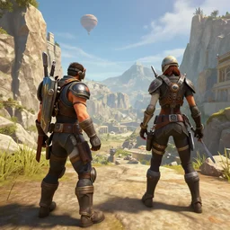 pathfinder with gibraltar body, apex legends, unreal engine, source engine, uhd, kings canyon, respawn