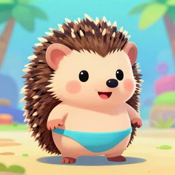 hedgehog in a bikini in sea of thieves, hedgehog wearing a bikini, cute, colourful, happy, adorable, funny