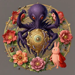 the platonic ideal of flowers, rotting, insects and praying of cletus kasady carnage davinci dementor chtulu mandelbulb mandala ponyo the last of us dinotopia the witcher, fantasy, ego death, decay, dmt, psilocybin, concept art by greg rutkowski and simon stalenhag and alphonse mucha