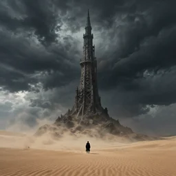 epic storm by greg rutkowski the last tower. sand. lonely hero. ominous. 3 8 4 0 x 2 1 6 0