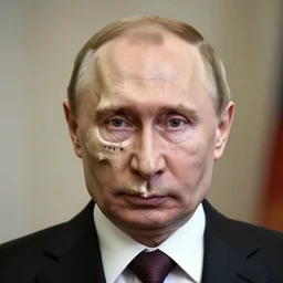 vladimir putin but half his face is a skull