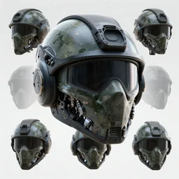 military cyber nano mechanical mask futuristic headgear helmet protection multiple concept art detailed