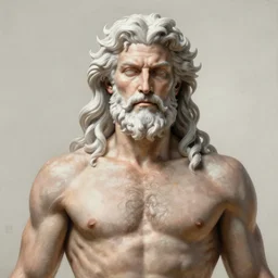 painted portrait of rugged zeus, asymmetrical, god of thunder, greek god, white hair, masculine, mature, handsome, upper body, muscular, hairy torso, fantasy, intricate, elegant, highly detailed, digital painting, artstation, concept art, smooth, sharp focus, illustration, art by gaston bussiere and alphonse mucha