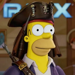 promotional image of Homer Simpson as a pirate in the new Pirates of the Carribean movie, realistic, detailed face, movie still frame, promotional image, imax 70 mm footage