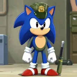 sonic the hedgehog in a military uniform