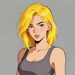 character portrait of a cool latina girl with golden yellow messy hair, 2 8 7 hairstyle, wearing a tanktop, lesbian, highly detailed, stylized, medium shot, vector line art, clean cel shaded vector art, by ross tron, lois van baarle, artgerm, helen huang, makoto shinkai, ilya kuvshinov, rossdraws