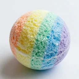 a rainbow bath bomb