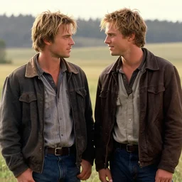 a romantic scene from brokeback mountain starring josh hartnett as ennis del mar and jake gyllenhaal as jack twist
