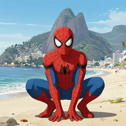 spider man in rio de janeiro in cartoon style