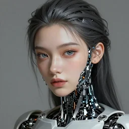 a robotic goddess, highly detailed, digital painting, smooth, sharp, beautiful face, expressive eyes, highly intricate, art by greg rutkowski and alex gray