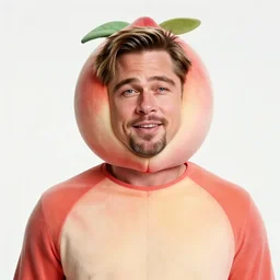 brad pitt in a peach fruit costume, peach pit as face, ef 8 5 mm f 1. 8 usm, bionic scifi alexandre ferra, hyper detailed, digital art, trending in artstation, cinematic lighting, studio quality, smooth render, unreal engine 5 rendered, octane rendered