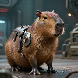 film still of a mechanical capybara in a mar el movie, scien fiction industrial hard science 8k, render octane