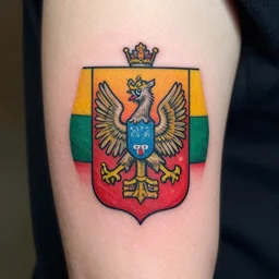pop art tattoo, lithuania coat of arms, positive