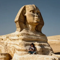 the Sphinx checking her text messages