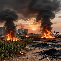 unreal engine fallout far cry style weed plantation burning natural disasters post apocalyptic adrenaline anger oil black tar landscape wasteland miami desert fire craters miami beach sunset fucked up landscape dead 80s