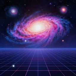 starts and galaxies, retrowave epic art, trending on art station