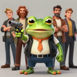 a badass frog mafia boss holding gun. nuri iyem, james gurney, james jean, greg rutkowski, anato finnstark. front view, 5 0 mm