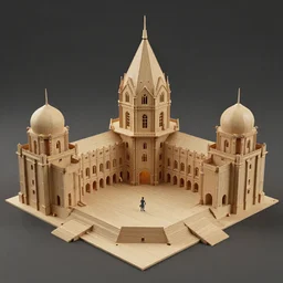 digital art of a palace made of cardboard and wood by etienne aubry and franz cizek trending on artstation and rendered in cinema 4 d and trending on artstation and cryengine