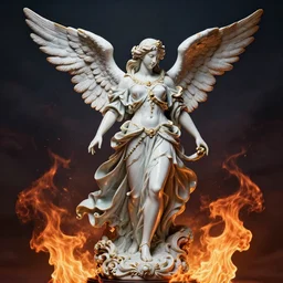 high intricate porcelain baroque angelic warrior standing above the dark sky fire, hyper realistic hyperdetailed, 8 k, maria panfilova, andrea savchenko, mike kime, ludovic plouffe, qi sheng luo, oliver cook, trending on artstation