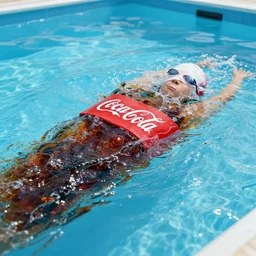 swimming pool filled with coca cola
