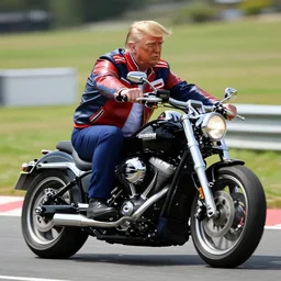 donald trump riding motorcycle, hd photo, 4k, hyper realistic