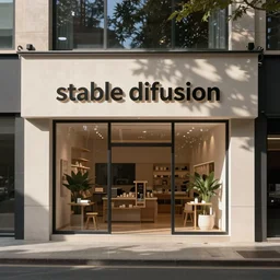 a store front that has the word ‘stable diffusion’ written on it