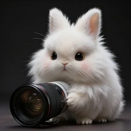 fluffy bunny-cat hybrid by Hayao Miyazaki, dramatic lighting, intense, incredibly detailed, studio, 85mm Sigma Art lens