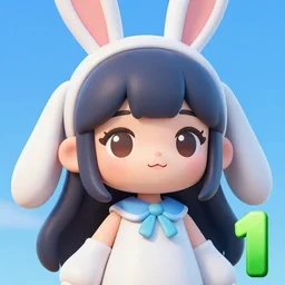 detailed close up original chibi bunny girl rendered 3 d, ranking number 1 on pixiv in the sims 4