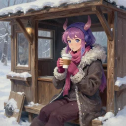 kunkka enjoying coffee near crystal maiden, wearing winter clothing, in a wooden cab. pixiv, masterpiece, wlop, oil painting, ranked on artstation