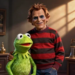 freddy krueger in sesame street with kermit the frog