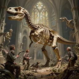 realistic detailed discovery of dinosaur bones aykut aydogdu, jon van eyck, amano, jennifer healy, ann long, and mark brooks, art nouveau, victorian, neo - gothic, gothic, storybook concept design