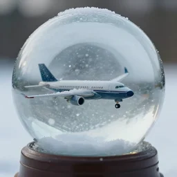 wipeout plane inside a snow globe, photoreal, small depth of field, 4 k, 3 5 mm lens, closeup, cinematic