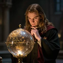 a wizard pondering his orb, movie still, 8 k, hd
