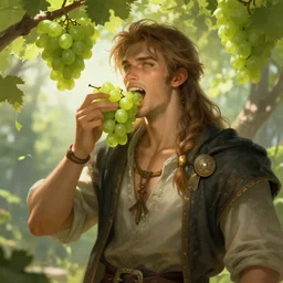man eating grapes portrait as a dnd character fantasy art.
