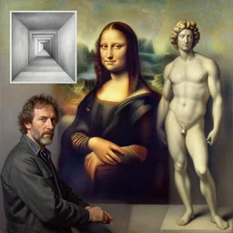 a bob ross style painting in the style of thomas kinkade in the style of alex grey in the style of mc escher in the style of davinci in the style of michelangelo