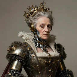 steampunk portrait of an old cyborg queen victoria by beksinski