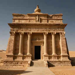 hyperrealistic temple in the desert