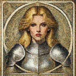 head-on symmetrical centered painted portrait, Elisha Cuthbert as a paladin, blonde hair, ornate iron armour, art nouveau, tarot card style, fantasy, intricate, elegant, highly detailed, smooth, sharp focus, illustration, artstation, in the style of Artgerm and Anna Podedworna and Alex Ross and Mucha