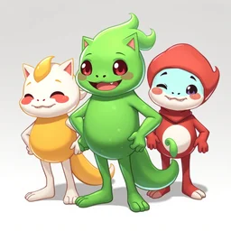 a list of anthropomorphic slimes waifu standing, perfect faces, concept art