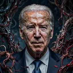 biden became stupid ugly lovecraftian degenerate abomination, photo - realistic, color image, 2 k, highly detailed, bodyhorror, occult art