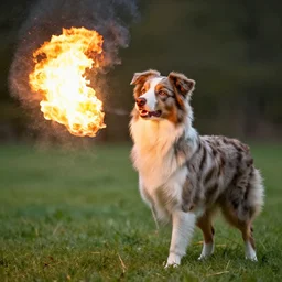 australian shepherd casting a fireball
