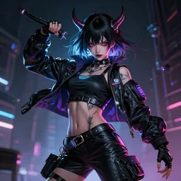 a portrait of a evil anime dancing techno - style, cyberpunk concept art, trending on artstation, highly detailed, intricate, sharp focus, digital art, 8 k