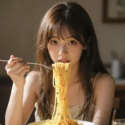spaghetti style transfer of an anime girl