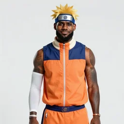 Lebron James cosplay as Naruto, detailed digital art