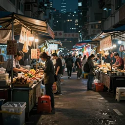 Night market in Hong Kong, mysterious vendors, by Greg Rutkowski, ArtStation, CGSociety, Unreal Engine