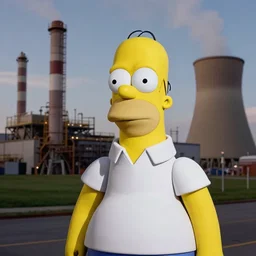 portrait photo of homer simpson lookalike at the power plant, environmental portrait photo by arnold newman, grit, muted colors, directional light, 5 0 mm