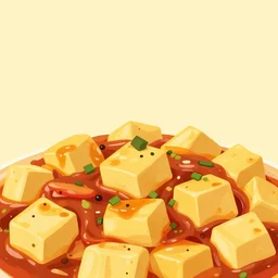 mapo tofu, hyperpop aesthetics background, minimal, trap color scheme, resembling the Adventure's Time cartoon!!!, low angle shot