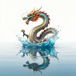 mirror lake emerging a dragon splash art graphic design color splash high contrasting art, fantasy, highly detailed, art by greg rutkowski
