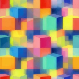 kim jung gi style seamless pattern of large colorful cubes, spray paint